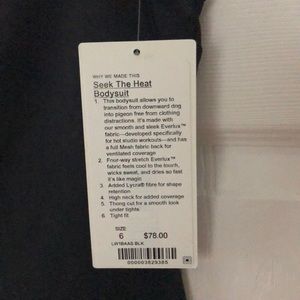 lululemon athletica Tops - Lululemon Seek the Heat Bodysuit 6 Black lululemon athletica Tops - Lululemon Seek the Heat Bodysuit 6 Black